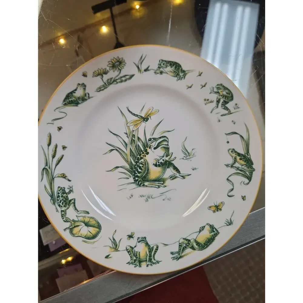 Tiffany & Co. Pond 2004 Frog Bone China Plate Saucer Bowl Cup Mug Full 3pc Set